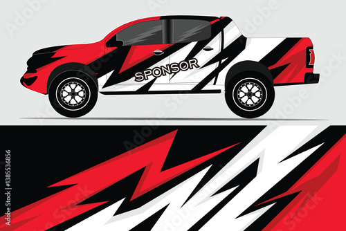 Vibrant and dynamic truck design featuring bold patterns and colors, showcasing a potential sponsorship