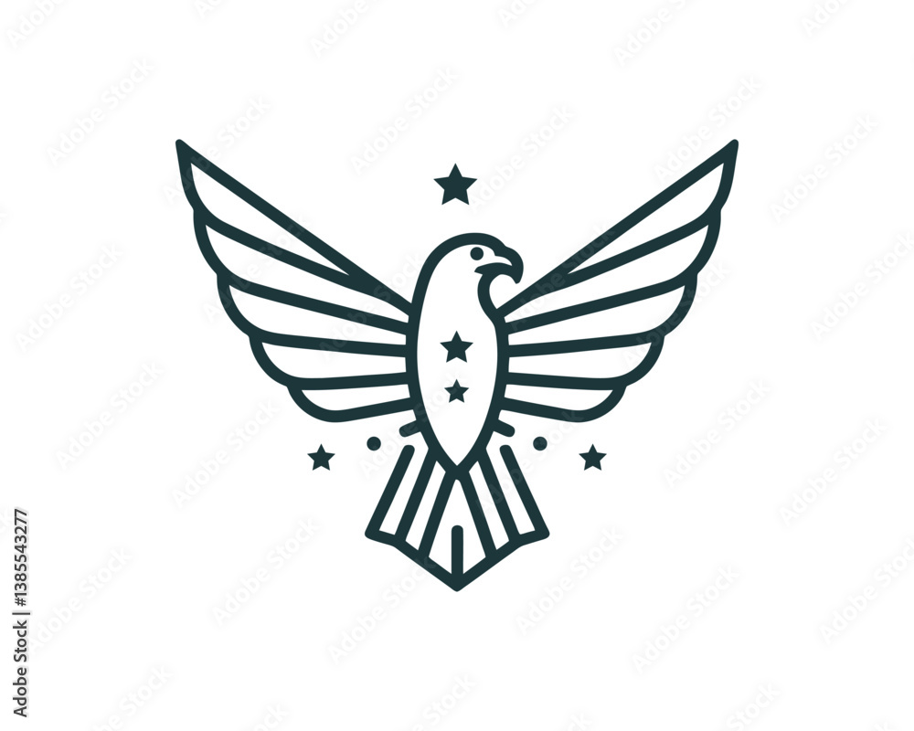 Obraz premium American Eagle Logo Design Icon. Silhouette Eagle Bird Vector Illustration. Black and White Eagle Bird Logo for T-Shirts and Branding.