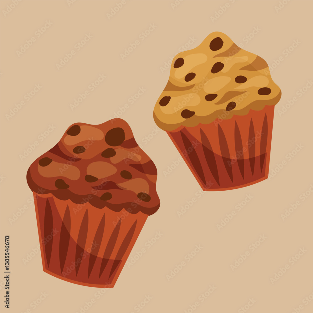 Brown cupcakes with chocolate chips Brown cupcakes with chocolate chips