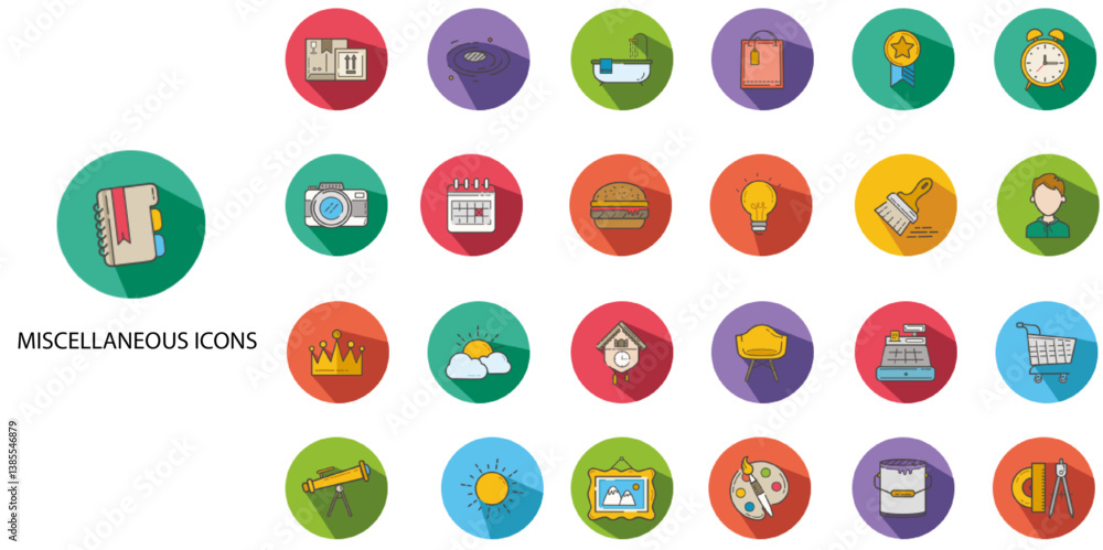 Miscellaneous simple concept 24 hand drawn color icons set. Contains such color palette, paint, miscellaneous, painter .Vector illustration. Miscellaneous simple concept 24 hand drawn color icons set. Contains such color palette, paint, miscellaneous, painter .Vector illustration.