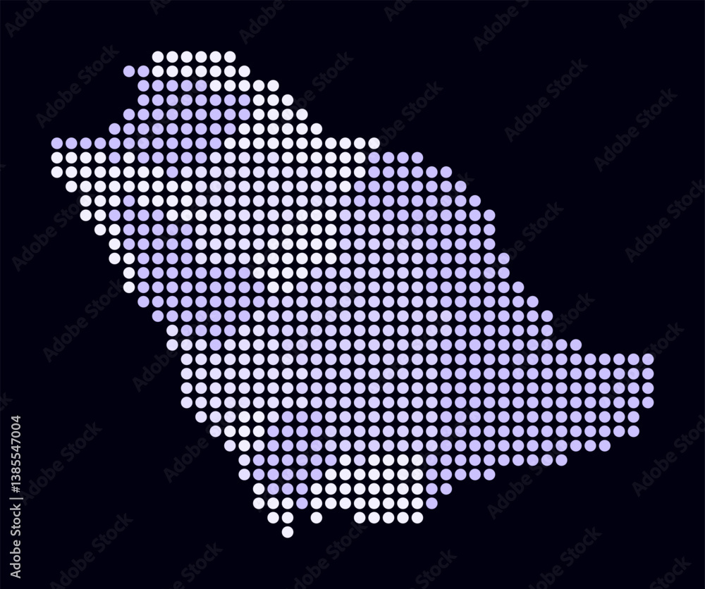 Fototapeta premium Saudi Arabia dotted map. Digital style map of the country on dark background. Saudi Arabia shape with circle dots. Colored dots style. Large size circles. Modern vector illustration.