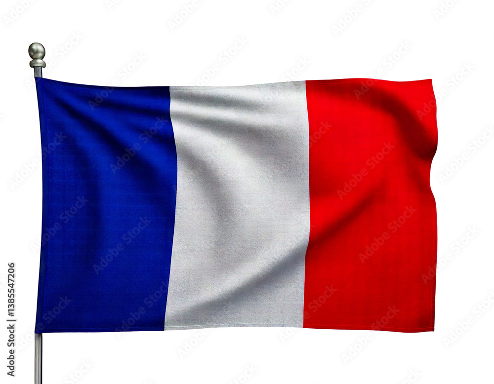Waving french flag isolated on transparent background Waving french flag isolated on transparent background