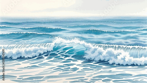 Depth of watercolor blue ocean isolated watercolor vector illustration svg 
