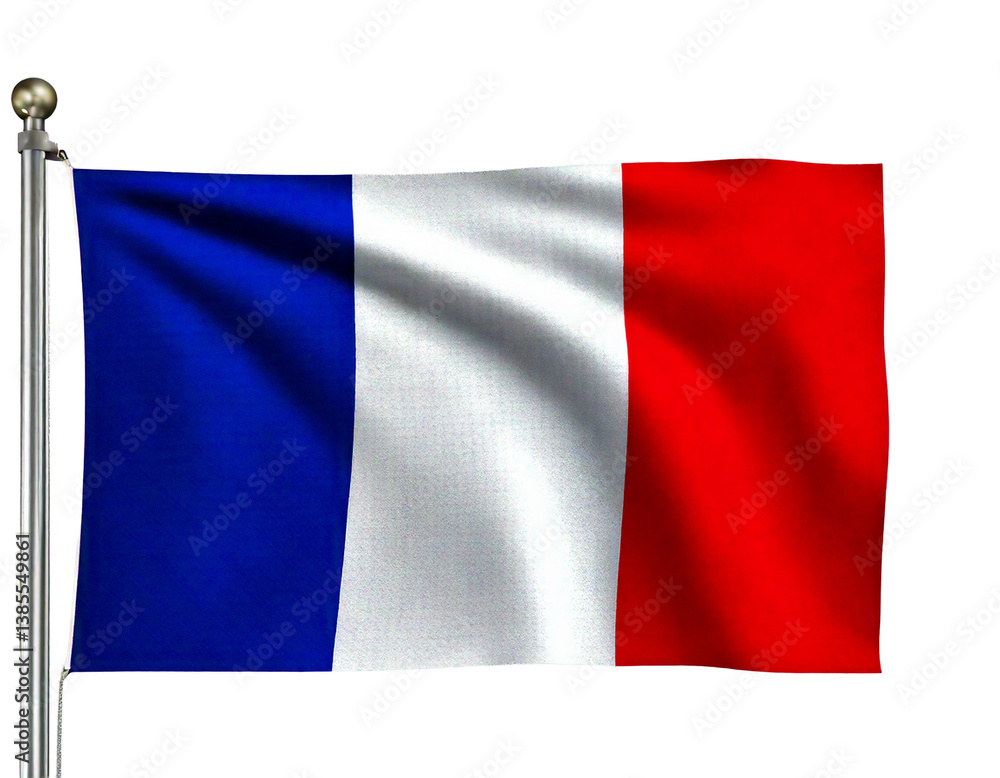 Waving french flag isolated on transparent background Waving french flag isolated on transparent background