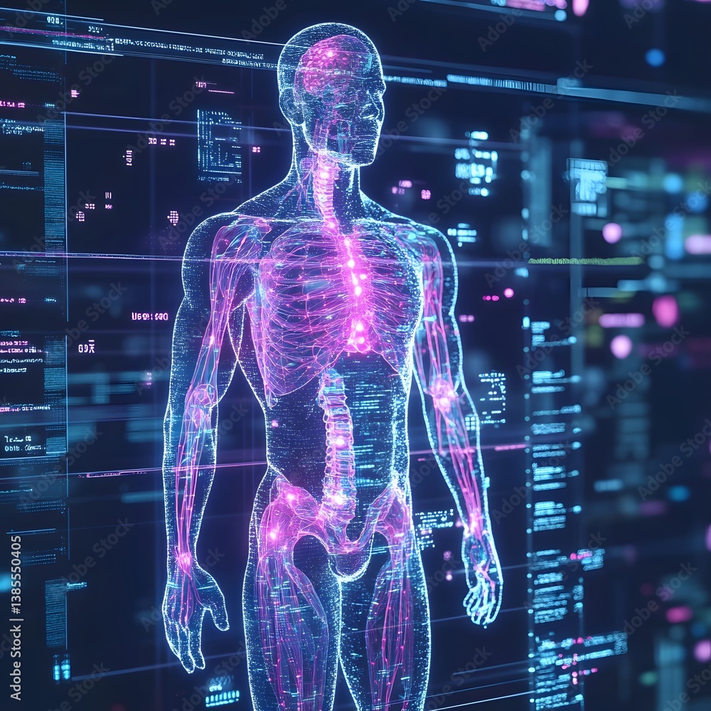 Digital Human Body Anatomy Scan with Futuristic Interface Digital Human Body Anatomy Scan with Futuristic Interface
