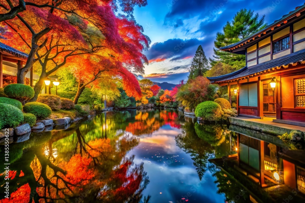Autumn Reflections in Asian Garden Autumn Reflections in Asian Garden