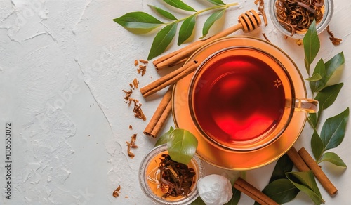 Cup of Herbal Tea with Cinnamon and Honey
