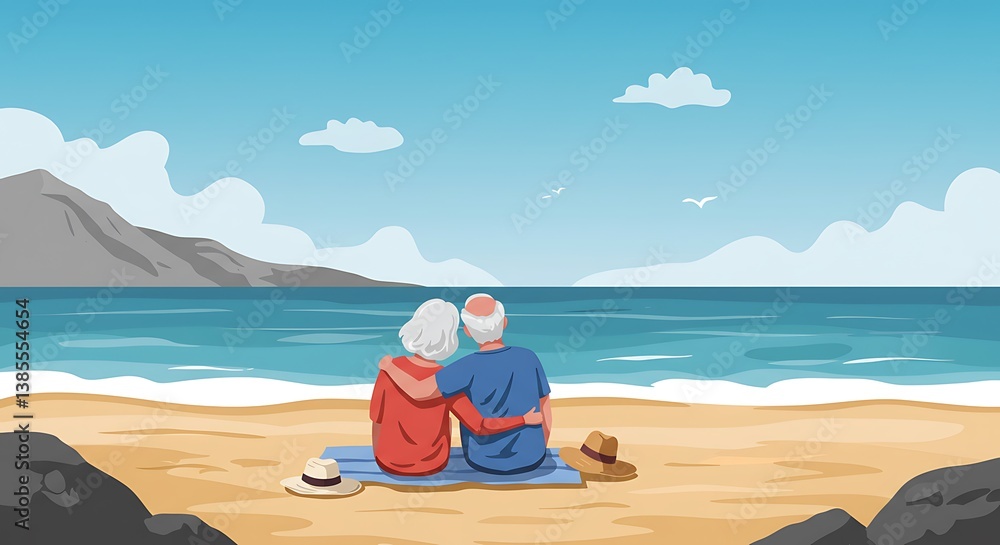 Coastal Serenity: A Golden Age Embrace AI Generated Coastal Serenity: A Golden Age Embrace AI Generated