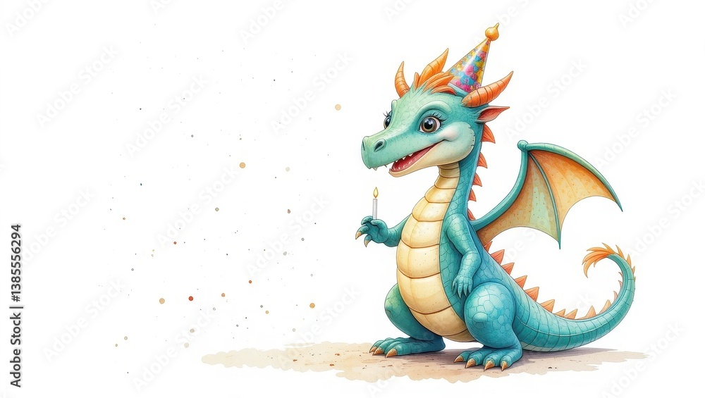 Cute dragon celebrating a birthday Cute dragon celebrating a birthday