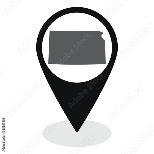 Kansas state map. Map of Kansas state on map pinpoint in black color Free Download Kansas state map. Map of Kansas state on map pinpoint in black color - GFXLoad