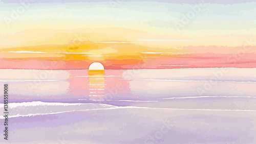 Sunset melting light  isolated watercolor vector illustration svg 