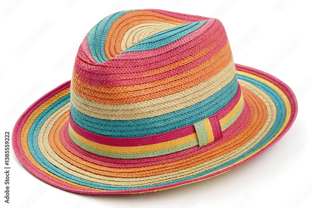 Colorful Straw Hat on Display With Vibrant Patterns Generative AI Colorful Straw Hat on Display With Vibrant Patterns Generative AI