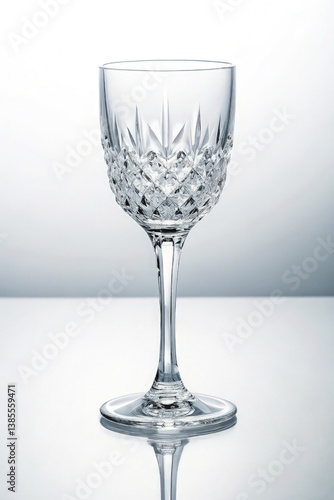 Crystal Wine Glass Illuminated Against a Clean Background Generative AI