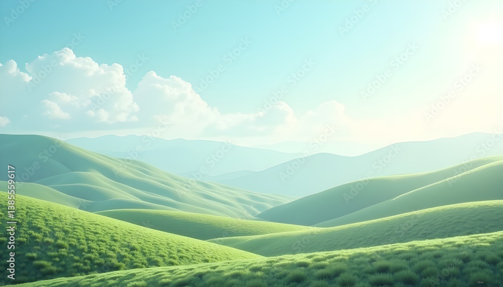 Naklejka premium Serene Rolling Hills and Daisies