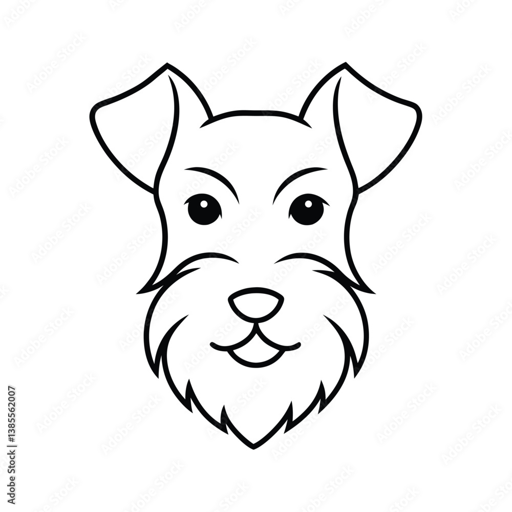 Schnauzer dog head vector line art Schnauzer dog head vector line art