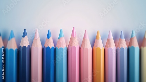 Colorful Pencils Aligned in Gradient Rows
