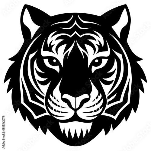 Fierce Tiger Head Silhouette Vector Illustration for Bold Designs