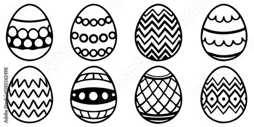 Various Easter eggs isolated on transparent background