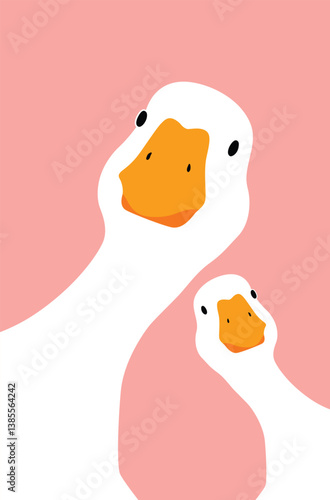 Illustration of Two Geese Faces