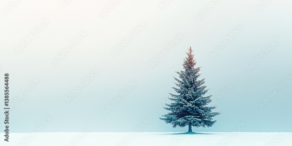 a beautiful snowy fir tree in the middle of a field a beautiful snowy fir tree in the middle of a field