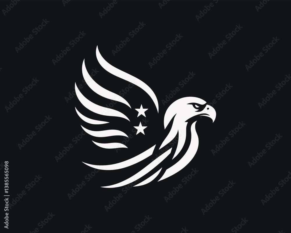 Obraz premium Eagle Logo Design Icon. Silhouette Eagle Bird Vector Illustration.