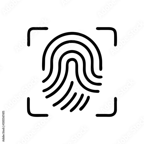 Biometric fingerprint identification scan icon on a white background  