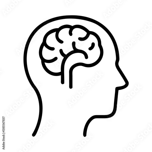 Human brain outline against a minimalist profile silhouette  