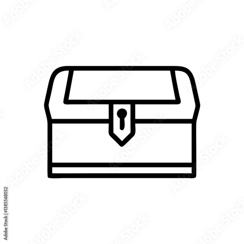 Outline of a treasure chest with keyhole design  