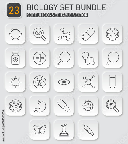 Biology and healthcare modern ui icon collection for medical illustrations