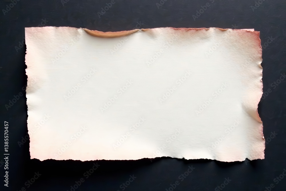 Obraz premium Close up of torn paper edges on dark background with space for custom message, torn paper, blank area, creative