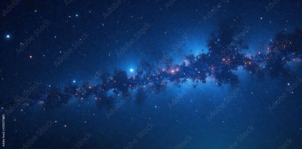 Obraz premium Celestial canvas with twinkling stars on dark blue background, galaxy, cosmos, stars