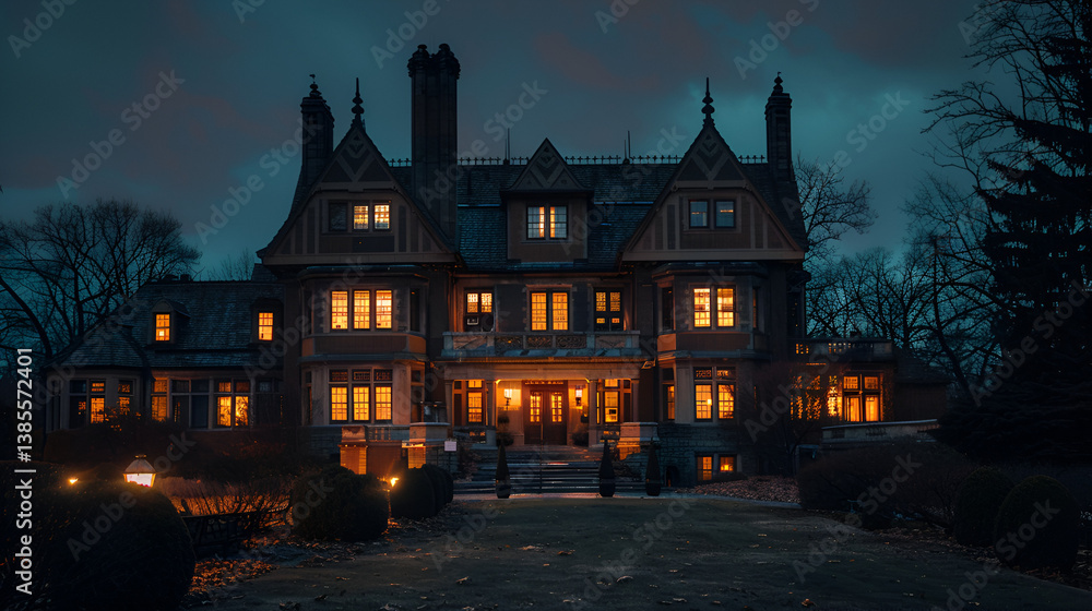 Night Mansion: Dark Victorian House Exterior Photography Night Mansion: Dark Victorian House Exterior Photography