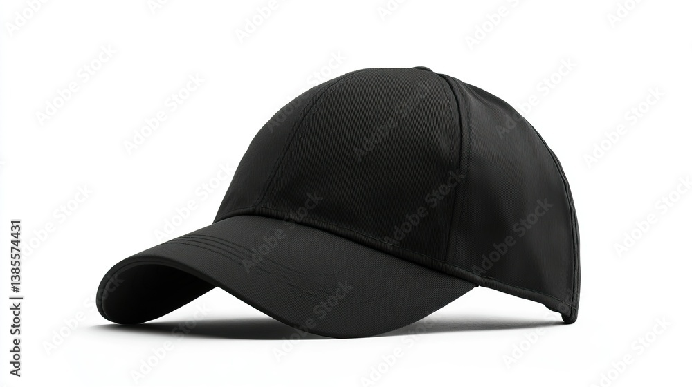 Fototapeta premium Black Sports Cap on White Background. Clothing isolated on white. Photo realistic photo.