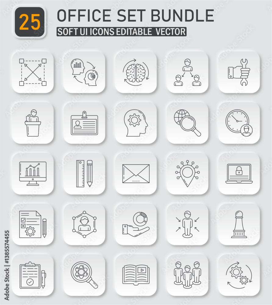 Modern Office Icon Collection Bundle for Business and Technology Applications Modern Office Icon Collection Bundle for Business and Technology Applications