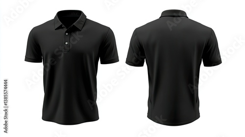 Black Polo shirt, clothes on isolated white background isolated on white background,. Created using Generative AI Technology