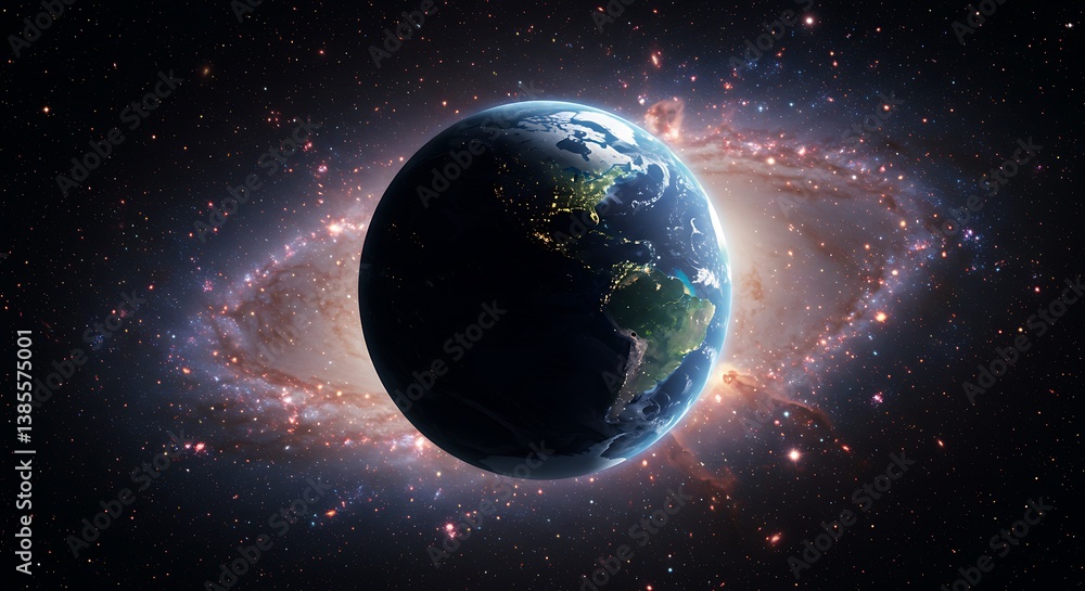 Naklejka premium Cosmic Embrace of Earth AI Generated