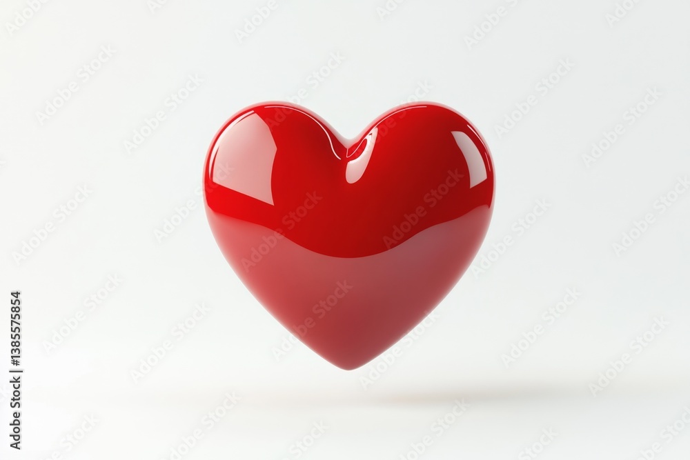 Glossy red heart, studio shot, white background, love concept Glossy red heart, studio shot, white background, love concept