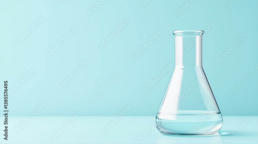 Clear glass flask with water on light background Clear glass flask with water on light background