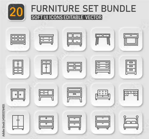 Elegant Furniture Set Icon Bundle for Interior Design Projects and Home Decor