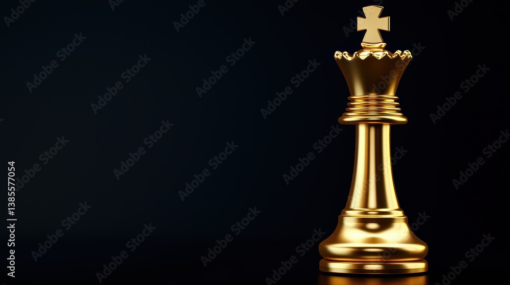 Golden chess king piece on dark background Golden chess king piece on dark background