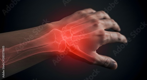 Hand with Pain Highlighted in Red