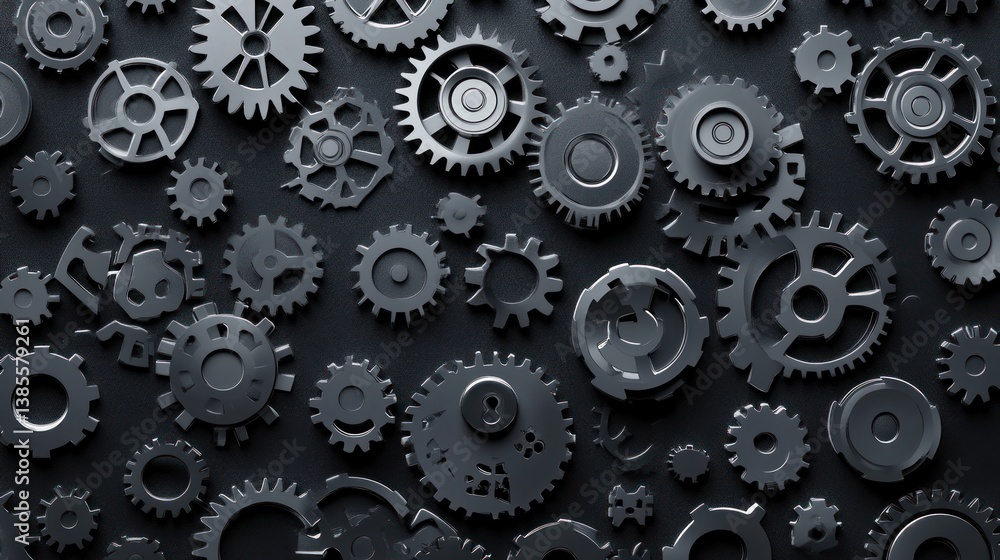 Abstract background of various sized dark gray metal gears. Abstract background of various sized dark gray metal gears.