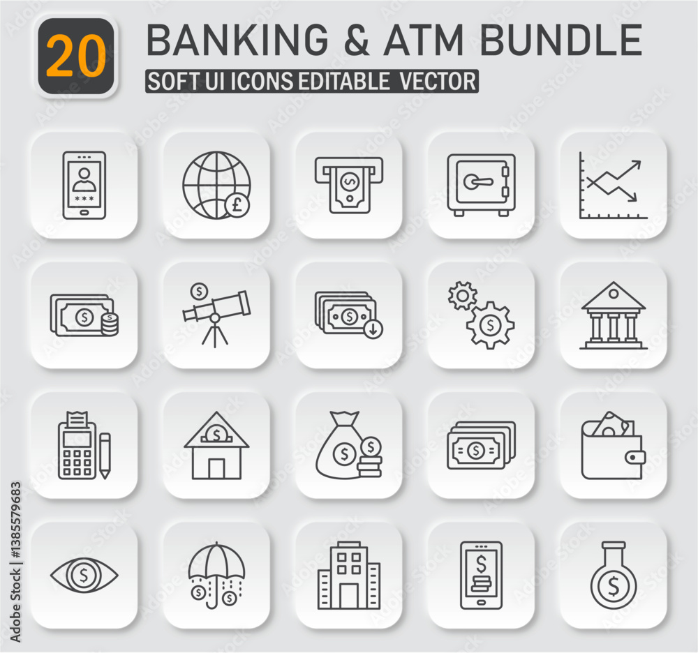 Banking and finance icon collection, versatile financial symbols for digital design Banking and finance icon collection, versatile financial symbols for digital design