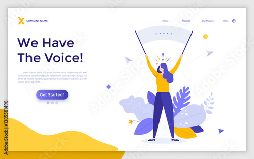 Flat Landing Page Template With Characters. Business Vector Illustration
