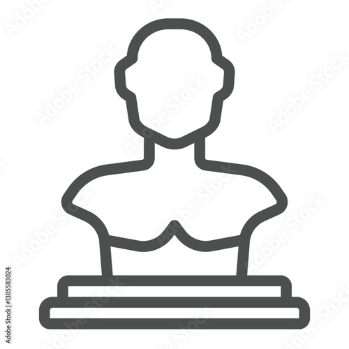 Statue of man line icon, city museum concept. Vector graphics. Human gypsum torso on stand, historical person sign on white background, outline style icon for mobile or web design.