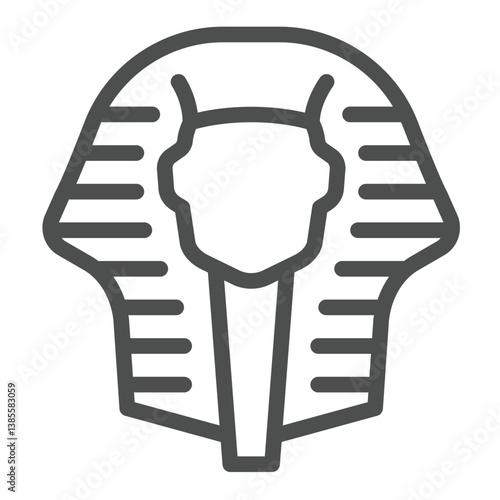 Pharaoh mask line icon, city museum concept. Vector graphics. Egyptian person with headdress, headwear sign on white background, outline style icon for mobile or web design.