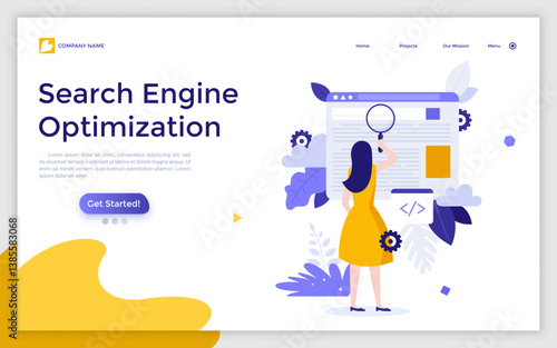 Flat Landing Page Template With Characters. Business Vector Illustration