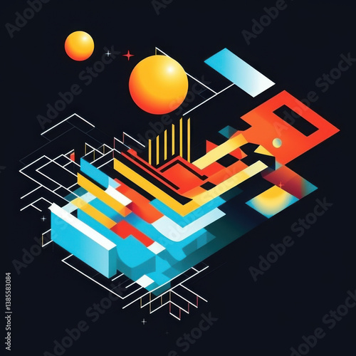 Futuristic Geometric Burst – Abstract Tech-Inspired Digital Composition
