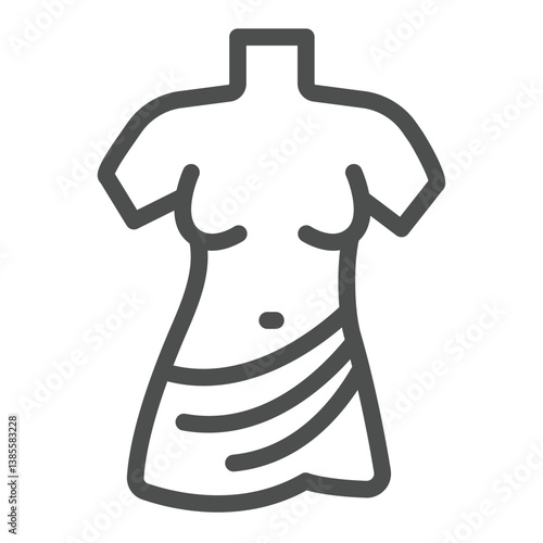 Greek statue of woman line icon, city museum concept. Vector graphics. Woman gypsum figure, sculpture sign on white background, outline style icon for mobile or web design.