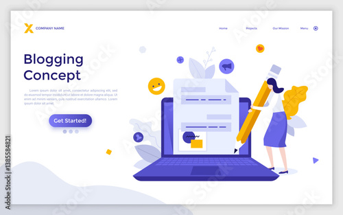 Flat Landing Page Template With Characters. Business Vector Illustration